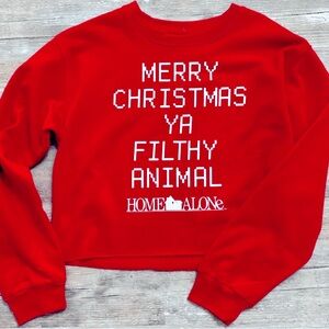 Home Alone Cropped Sweatshirt ‘Merry Christmas Ya Filthy Animal’
Juniors Size XL